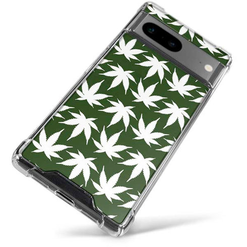 Marijuana Leaf White Pattern Google Pixel 8 Clear Case